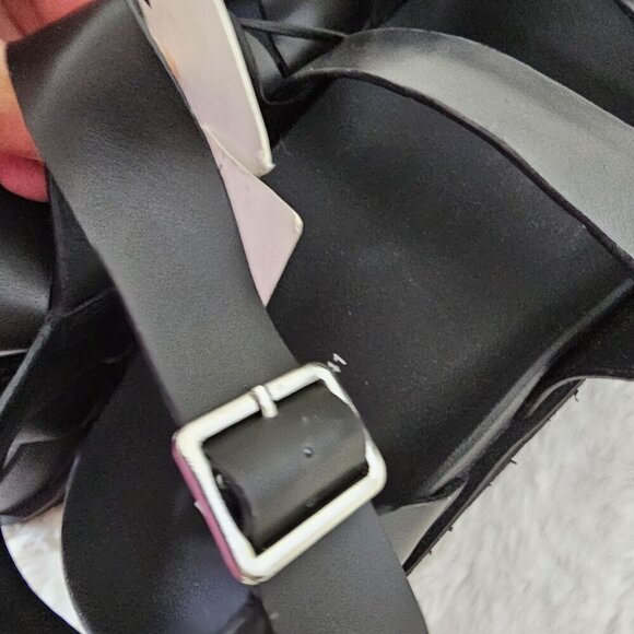 NWT Zara Black Faux Leather Gladiator Fisherme Unisex Sandal Men's 8 Women's 9.5 - Picture 9 of 12